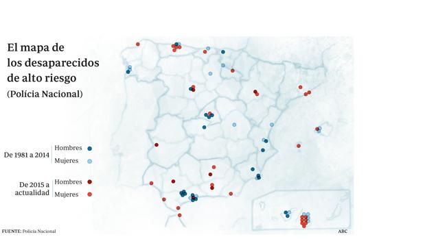 El mapa de los desaparecidos de alto riesgo