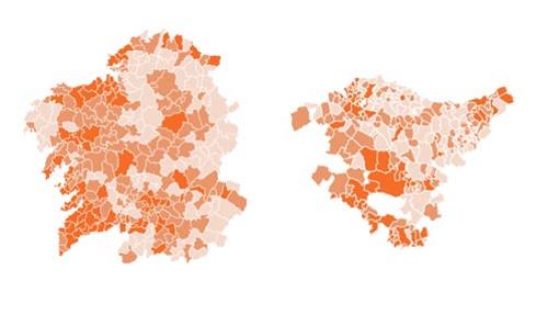 11 mapas que resumen los resultados en Galicia y País Vasco