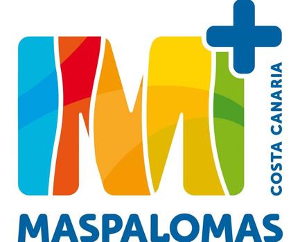 El alcalde Marco Aurelio Pérez con el nuevo logo de Maspalomas, Gran Canaria