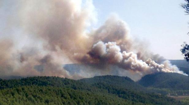 Incendio forestal en Enguídanos