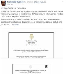 El alcalde de Zamora carga contra la Casa Real por el protocolo en la recepción de la Fiesta Nacional