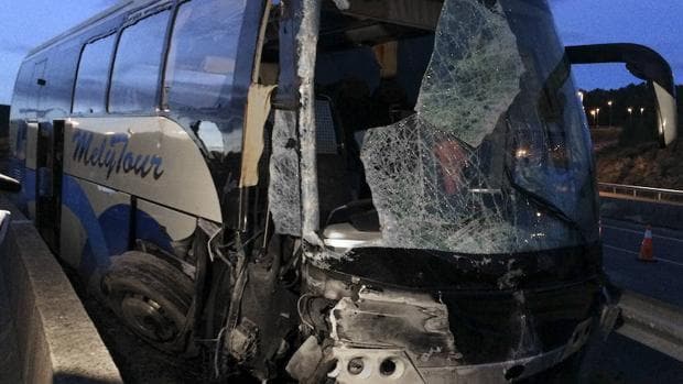 Un autobús siniestrado este domingo en Orense