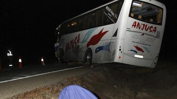 Imagen del accidente del autobús del Tau Castellón, el pasado viernes