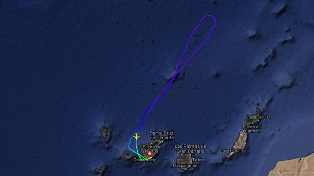 Ruta del vuelo que debió regresar a Tenerife Sur