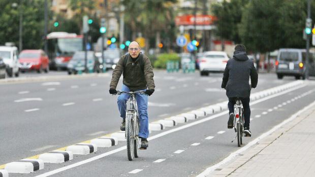 Imagen de un tramo del carril bici en Valencia