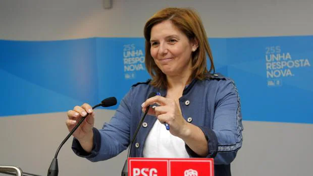 La presidenta de la gestora del PSdeG, Pilar Cancela, durante una comparecencia ante los medios