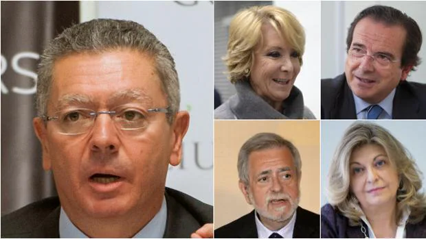 De izq. a dcha, Ruiz-Gallardón, Aguirre, Gómez Angulo, Beteta e Hidalgo