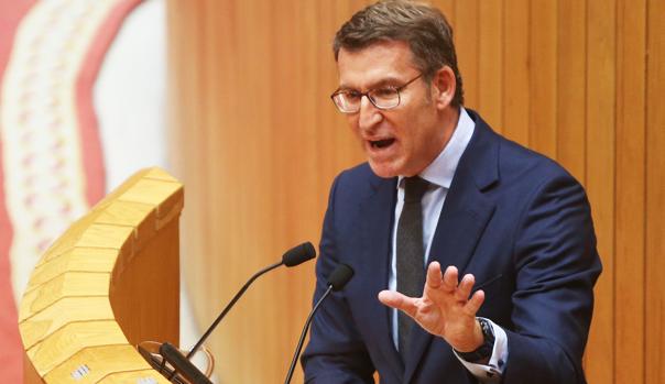 Feijóo durante su intervención en el Parlamento