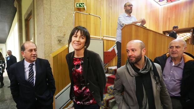 Fernández Leiceaga, Ana Pontón y Luís Villares en el Parlamento gallego