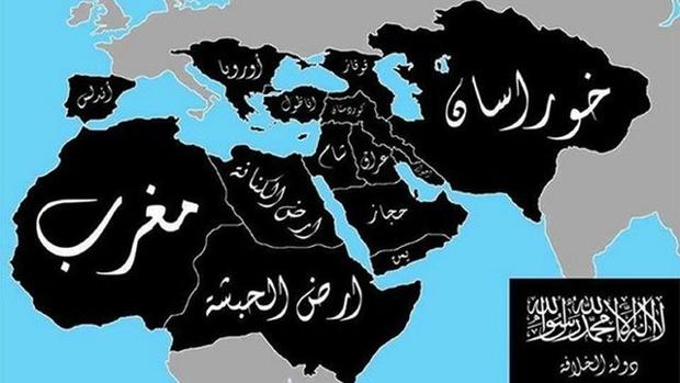 El califato por implantar, según las pretensiones de Daesh