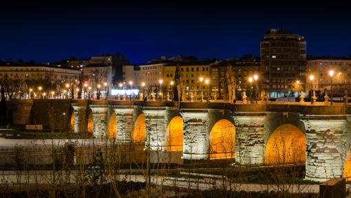 El puente de Toledo, en madrid Río, por la noche