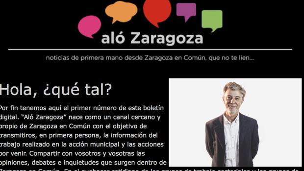 Carta de presentación de Santisteve en su nuevo «Aló Zaragoza»