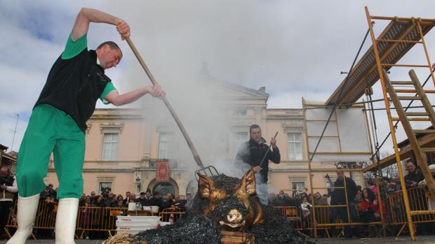 Rito de la matanza del cerdo, con motivo de la Festividad de Las Candelas, en la capital palentina