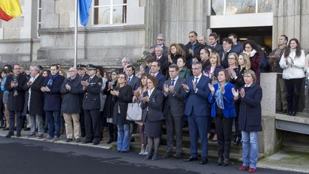 Concentración celebrada ayer en la Xunta de Galicia