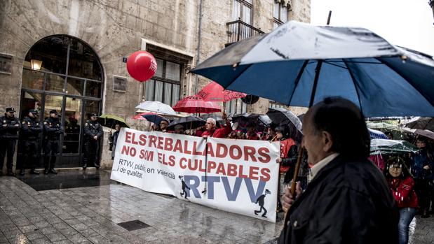 Imagen de una de las últimas manifestaciones de los extrabajadores de RTVV