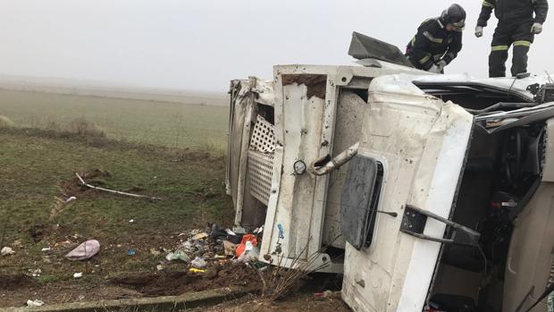 Estado en que quedó el camión accidentado