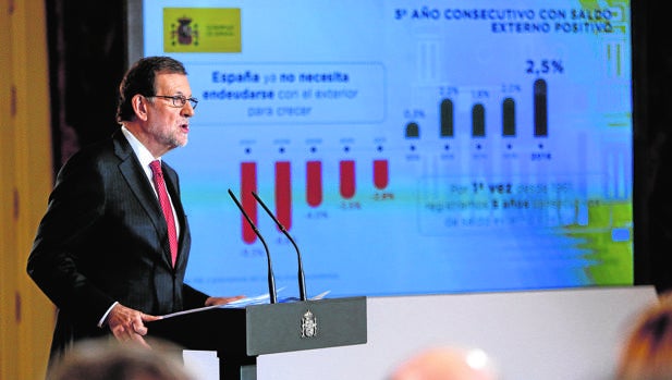 Mariano Rajoy, durante el balance que hizo en el Palacio de la Moncloa