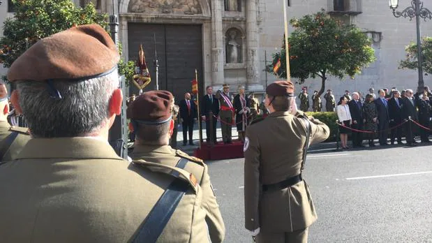 Un momento de la celebración de la Pascua Militar en Valencia, este viernes