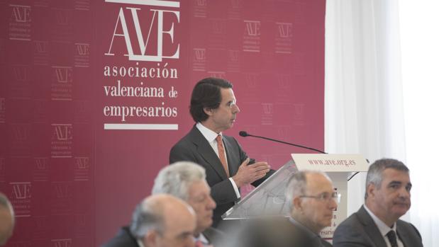 Imagen de la intervención de Aznar ante los empresarios valencianos