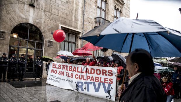 Imagen de una de las últimas manifestaciones de los extrabajadores de RTVV