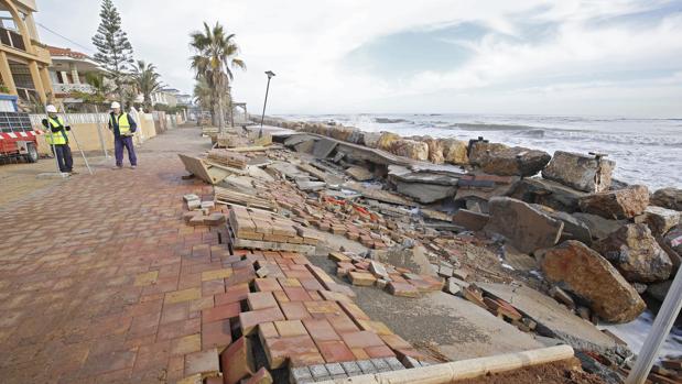 Imagen de los destrozos ocasionados por el temporal en Almenara, Castellón
