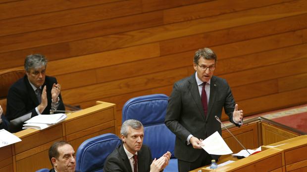 Feijóo durante la sesión de control del Parlamento