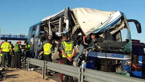 El accidente entre un camión y un autobús en Adradas (Soria), en una imagen de archivo