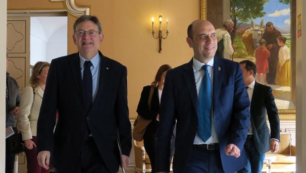 Imagen del presidente de la Generalitat junto al alcalde de Alicante tomada este martes