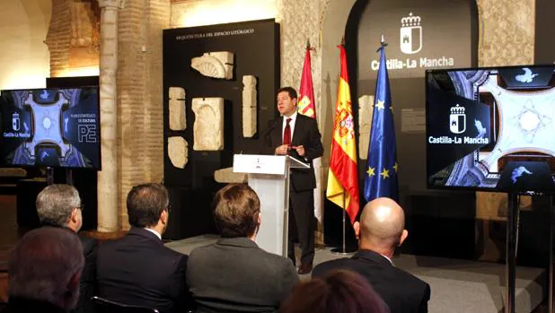 El presidente de Castilla-La Mancha, Emiliano García-Page, durante su intervención durante la presentación del Plan de Cultura