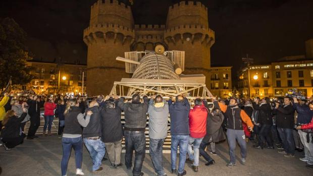 «Plantà al tombe» de la Falla en la celebración del reconocimiento de la Unesco, hace unos meses