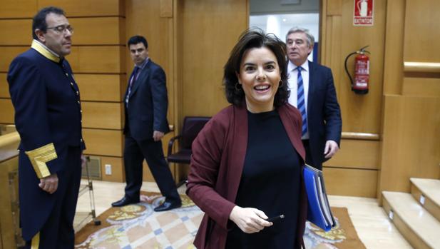 La vicepresidenta del Gobierno, Soraya Sánez de Santamaría, en el Congreso