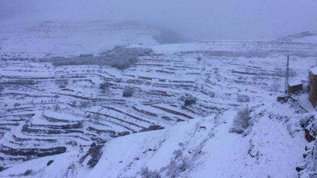 Imagen de la nevada en el interior de Castellón