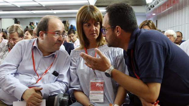 Miquel Iceta, Idoia Mendia y Antonio Hernando, en una imagen de archivo