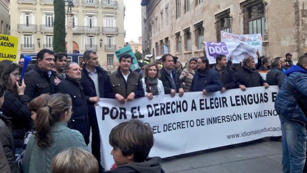 Un momento de la manifestación en Valencia, este sábado