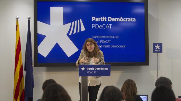 La portavoz del PDeCAT, Marta Pascal, durante una rueda de prensa
