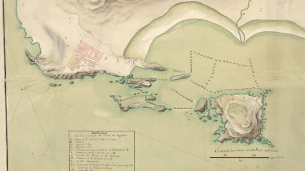 Mapa del Puerto de Mogador, lo que hoy es Essaouira, en 1767