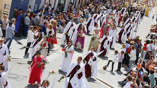 Un momento de la procesión de este Domingo de Resurrección en Valencia