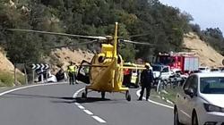 Un helicóptero medicalizado, en el lugar del accidente