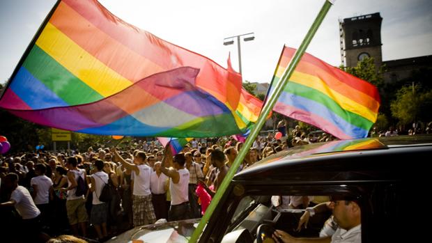 Manifestación del orgullo gay en el centro de Barcelona