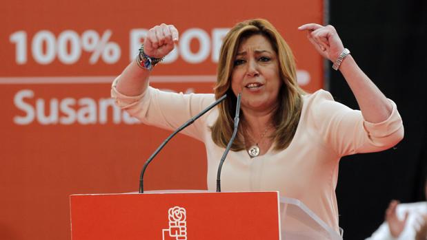 La candidata a las Secretaría General del, Susana Díaz, este sábado, en un acto en Gijón
