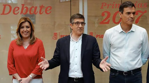Susana Díaz, Patxi López y Pedro Sánchez