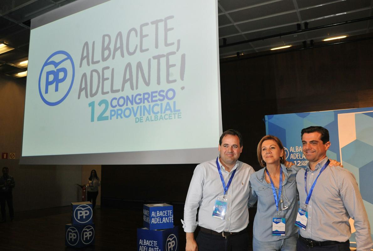 Francisco Núñez, María Dolores de Cospedal y el alcalde de Albacete, Javier Cuenca