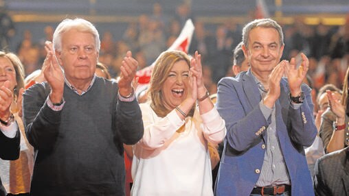 Felipe González, Susana Díaz y José Luis Rodríguez Zapatero
