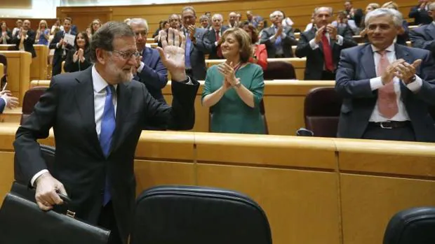 El presidente del Gobierno, Mariano Rajoy, este martes en el Senado
