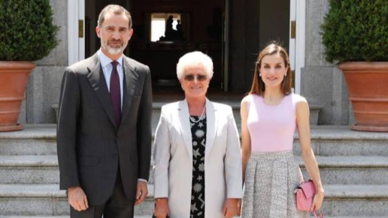 Los Reyes y la Princesa Muna de Jordania este jueves en el Palacio de La Zarzuela