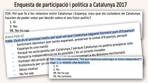 Algunas de las preguntas que aparecen en el cuestionario preparado por la Generalitat