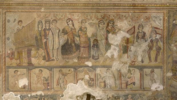 Uno de los mosaicos descubiertos en la villa romana de Noheda