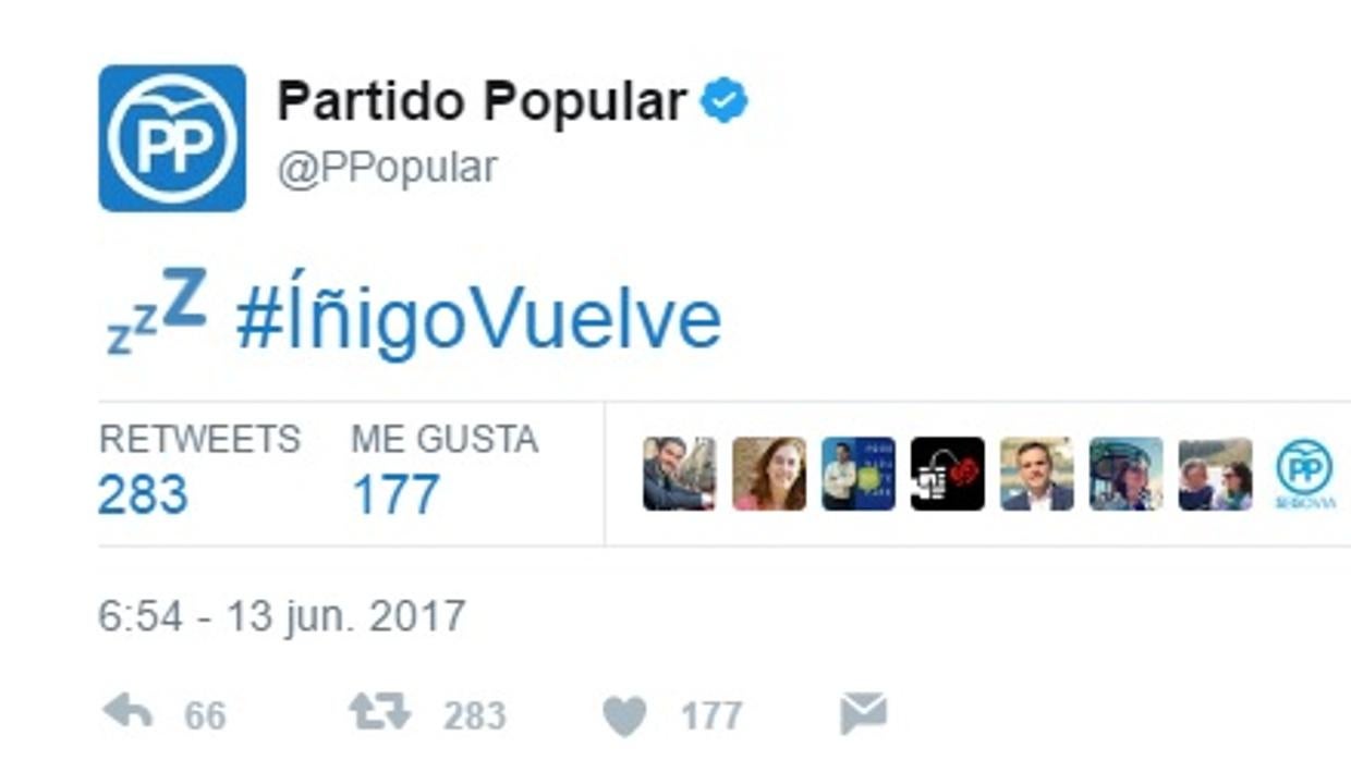 El PP, sobre la intervención de Montero: #ÍñigoVuelve