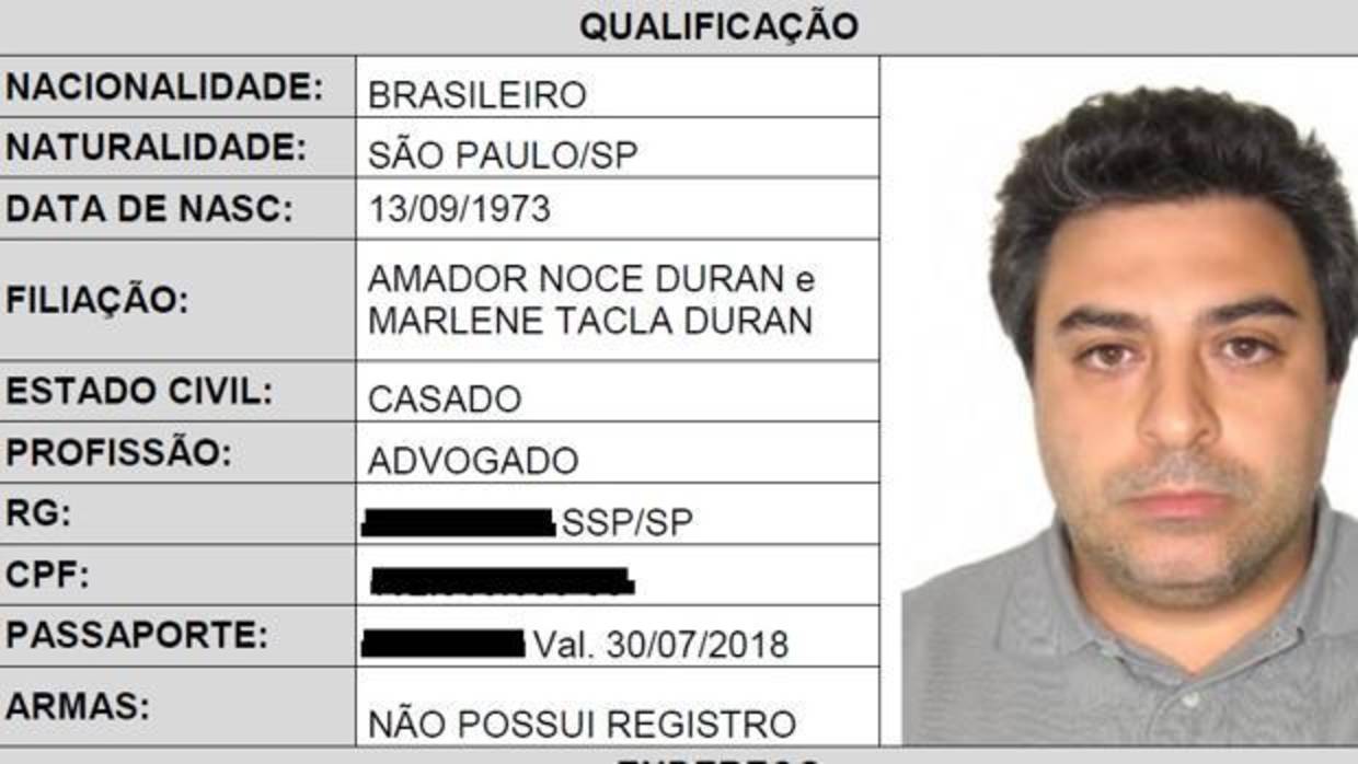 La ficha policial de Rodrigo Duran Tacla