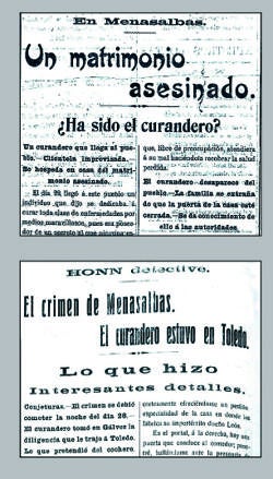 Titulares de prensa publicados en las páginas de “Diario Toledano” sobre este llamativo caso